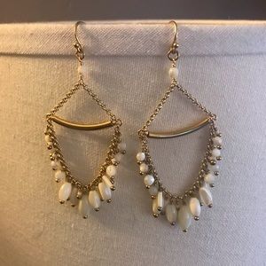 Chan Luu white and gold tone drop earrings